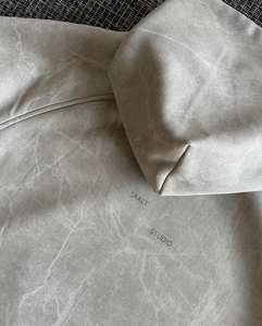 Yingling 700gsmバギーパーカーラグランスリーブクロップドフィットフード付きスウェットシャツ特大ダブルレイヤー厚手コットン男性箱入りパーカー - Product Image 4