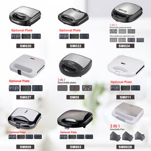 Machine à sandwich carrée noire bon marché de 750 W pour 2 tranches, pour un usage domestique - Product Image 5