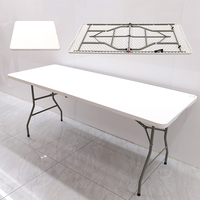 Vente en gros Tables et chaises de salle à manger de fête portables et légères en HDPE de 8 pieds Design blanc moderne pour les locations en plein air