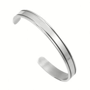 Men Big Round Stainless Steel Straight <b>Cuff</b> Metal Blank Girl <b>Silver</b> Fine Jewelry Bangle <b>Silver</b> Blank Link <b>Bracelet</b> for Women - Product Image 3
