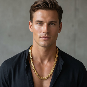 Hot Sale Fashion Unisex Necklace Bracelet Set Stainless Steel Byzantine <b>Chain</b> Set Hip Hop PVD Gold Plated - Product Image 6