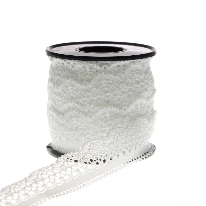 2.5cm putih renda Trim jahit Crochet pita Vintage berbagai macam lubang renda pita gulungan untuk DIY Dollies kerajinan pernikahan