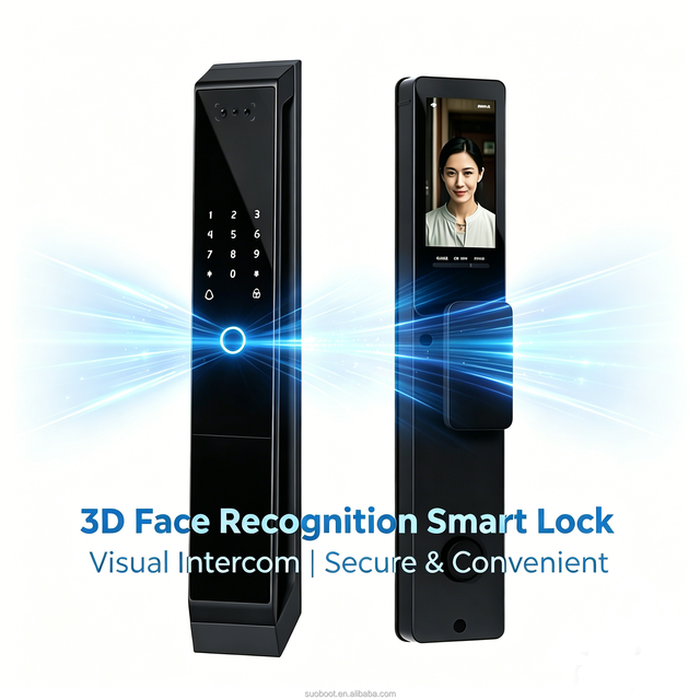 WiFi TTLock Smart Lock 3D Face Palm Vein Fingerprint Unlock with Real-time Intercom Camera for Aluminum Door and Memory Card