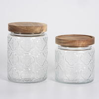 Tarros de vidrio para fabricación de velas, contenedores de cocina con tapa de madera para servir té, café y especias, 500ml y 700ml