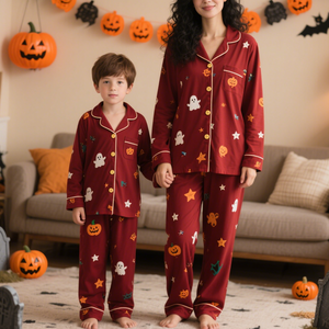 HUOYOUNG-Pijama personalizado con estampado <span class=keywords><strong>de</strong></span> calabaza <span class=keywords><strong>de</strong></span> dibujos animados, conjunto familiar a juego, modal, bambú, Halloween - Product Image 1