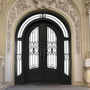Avrupa tarzı özel kemerli kapı Villa konut dış güvenlik metal ferforje kapı