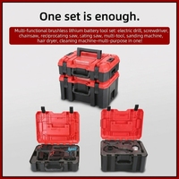 Kit combinado de herramientas eléctricas inalámbricas 16 en 1, 21V, motor sin escobillas, batería de litio, taladro, llave, amoladora, sierra, OEM, rojo