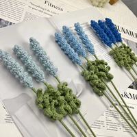 Bunga rajut buatan tangan buatan tangan, dekorasi Interior, bunga Lavender, bunga Crochet ungu