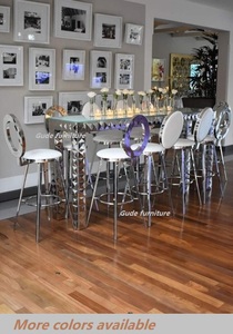 New Fashion Design Luxury Silver Steel White Pu Leather <strong>Cushion</strong> bar <strong>Stool</strong> for Sales - Product Image 4