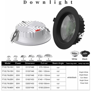 Ce ROHS giấy chứng nhận 40 Wát nhôm thương mại chiếu sáng trong nhà TRIAC <span class=keywords><strong>Dimmer</strong></span> Dip chuyển 3 CCT có thể điều chỉnh DOB giải pháp <span class=keywords><strong>Led</strong></span> Downlight - Product Image 2