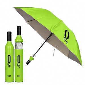 Parapluie publicitaire pliable en trois sections en forme de bouteille de vin pour cadeau promotionnel souvenir 0% Vin Umbrella - Product Image 1