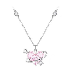 Love Planet Necklace Heart Shaped Zircon Pendant Clavicle Chain For Women Everyday Wear - Product Image 5