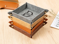 Plateau de rangement en similicuir personnalisable avec logo, gravable au laser, vente en gros, plateau de valet en cuir monogrammé, gravé, pour homme