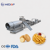 Productielijn voor diepvries gekrulde aardappelchips, hoge capaciteit, automatische verwerkingsapparatuur leverancier