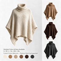 Pull poncho décontracté pour femme, col rond, tricoté, surdimensionné, tunique, toutes saisons, 100% polyester, OEM ODM, vente en gros