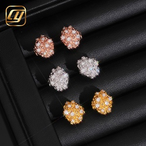 Boucles d'oreilles clous en argent sterling S925, moissanite taillée CNC, entièrement pavées, style 'Iced Out', forme pépite irrégulière, bijoux Hip Hop - Product Image 6