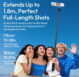 SK-21 Trépied portable magnétique à ouverture automatique de 1,8 m, perche à selfie et trépied de sol pour <span class=keywords><strong>iPhone</strong></span> 17 16 15 <span class=keywords><strong>14</strong></span>, idéal pour les voyages et les vlogs vidéo - Product Image 2