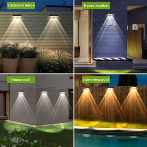 Luces Solares para Cercas, RGBW, IP65, Impermeables, Lámpara de Pared para Jardín, Iluminación para Exteriores, Patio Trasero y Barandillas - Product Image 3