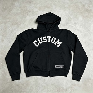 Sudadera con capucha personalizada al por mayor para hombre, de peso pesado, sin cordón, con cremallera, estilo urbano, hombros caídos, de forro polar - Product Image 5