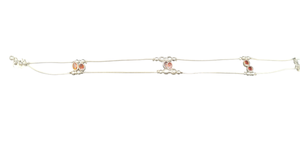 DIVYORO Minimalist Silver <b>Chain</b> Anklet Lightweight Oval Orange Stone Inlays Silver Plated Copper Brass Classic Fashion Jewelry - Product Image 2