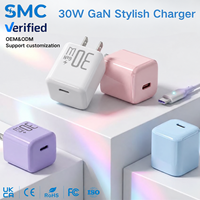 Chargeur mural USB C GaN mini 30W, couleur macaron, chargeur rapide compact, fonctionne à basse température, adaptateur secteur EU US UK, vente en gros