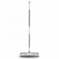 Serpillère plate mains libres avec manche en acier inoxydable et système de fixation, panneau de 38 cm, taux d'essorage élevé pour le nettoyage des sols humides/secs