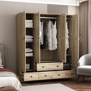 Prima Minimalist <strong>Wardrobe</strong> with <strong>Slim</strong> Handles and Durable Board Materials for Long-Term Home Use Wooden Color Natural Closet - Product Image 1