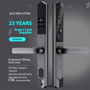 2024 nuevo diseño Wifi Tuya Slim huellas dactilares cerraduras de puerta digitales cerradura inteligente electrónica sin llave con tarjeta de llave