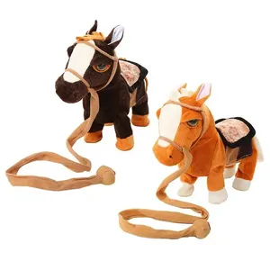 Hoge Kwaliteit Elektrische Paard Knuffel Speelgoed Batterij Aangedreven Knuffel Wandelen Elektronische Pony Paard Speelgoed Voor Kinderen