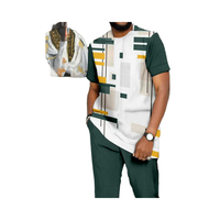 Ensemble de survêtement décontracté pour homme, col rond, manches courtes, tricoté, imprimé numérique, color block, en polycoton respirant, grandes tailles, OEM