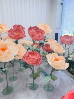 Fleurs de pivoine géantes en papier crépon faites à la main, vente en gros d'usine, pour décorations de mariage, de scène et d'événements