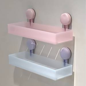 Estante de Almacenamiento para Baño con Ventosa, Color Macaron, Acabado Esmerilado, Rectangular, Resistente, Profundidad de 4-7.9 Pulgadas - Product Image 4