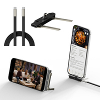 Soporte para Teléfono 2 en 1 Plegable con Cable de Datos USB-C de 240W, Soporte para Teléfono de Escritorio y Viaje con Función de Carga Rápida y Sincronización