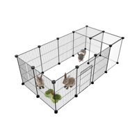 Parc pour animaux de compagnie, cage pour petits animaux, portable, en fil métallique, avec plateau en plastique, structure en fer, à monter soi-même