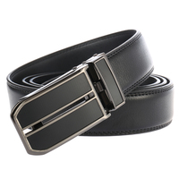 Ceinture en cuir à boucle automatique pour homme, ceinture à glissière à cliquet en cuir grainé pour le bureau, les mariages et les tenues quotidiennes