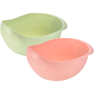 Food Grade <b>Plastic</b> Rice Washer Strainer Washing Colander With Handle for Vegetables and Fruits Water Drain Bow - Product Image 1