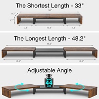 Support double moniteur réglable, rehausseur de bureau extra large avec étagère de rangement, support d'ordinateur pour la maison, le bureau et le gaming