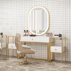 <span class=keywords><strong>Table</strong></span> de manucure Maokangyun, célèbre sur Internet, miroir double face, design contemporain, dessus en cuir, surface en pierre, écologique - Product Image 5