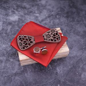 Coffret cadeau pour hommes à bas prix avec <span class=keywords><strong>nœud</strong></span> <span class=keywords><strong>papillon</strong></span> en <span class=keywords><strong>bois</strong></span> creux et poche pour boutons de manchette carrés - Product Image 4