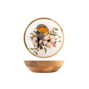 Ciotola per Uccelli Noel Ass Cup Cm25 con Bordo in Legno, Ceramica Decorativa 25Cm - Product Image 1