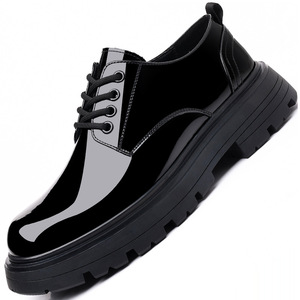 <b>Men</b> Patent Leather Oxfords Toe Breathable Rubber Outsole Genuine Leather Lining Wedding <b>Dress</b> Shoes Autumn Solid Black Lace-up - Product Image 5