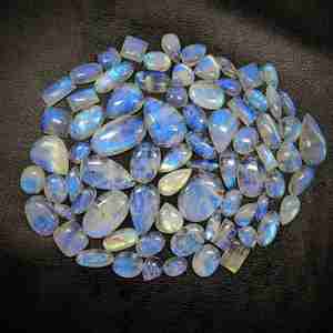 Cabujones de piedra lunar arcoíris Natural de alta calidad, piedras preciosas sueltas blancas brillantes, piedras tratadas térmicamente para hacer joyas DIY, manualidades - Product Image 5