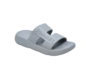 Sandali Eva a Doppia Fascia Taglia 30, Ciabatte Estive Comode e Piatte, Punta Aperta, Grigio Solido - Product Image 1