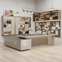 Escritorio de Madera en Forma de L, Diseño Moderno, Lujoso y Duradero, con Gabinete de Almacenamiento de Gran Capacidad, Color Personalizable, para Oficina en Casa