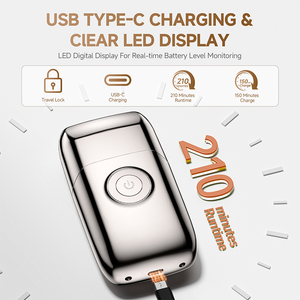 เครื่องโกนหนวดไฟฟ้าไร้สายแบบใบมีดคู่สำหรับผู้ชาย แบตเตอรี่ 1600mAh ใช้งานได้นาน กันน้ำ IPX7 ชาร์จผ่าน USB พร้อมหน้าจอ LED - Product Image 5