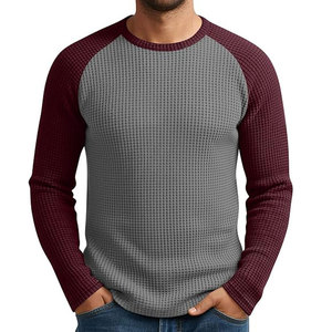 Maglie Termiche Personalizzate da <span class=keywords><strong>Uomo</strong></span> a Maniche Lunghe, Magliette Baseball Raglan con Collo Rotondo, Pullover a Blocchi di Colore - Product Image 3