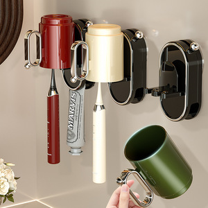 <b>Toothbrush</b> <b>Holder</b> Wall Mounted Triple Suction Cup Toothpaste Storage Rack Bathroom No Drill Space Saving Organizer - Product Image 3