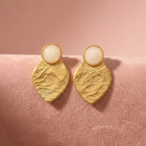 Brass Handmade Pearl Stud Earrings Rhodium Plated Tai Silver Classic Boho Fashion Earrings - Product Image 3