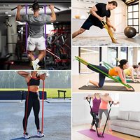 Juego de Bandas de Resistencia de Látex TPE para Gimnasio, para Hombre y Mujer, 11 Piezas, Bandas de Ejercicio de Alta Elasticidad y Durabilidad, Resistencia Media/Baja