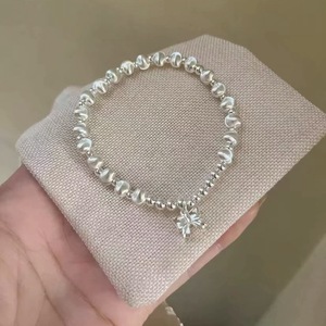 Bracelet en argent Sterling S925 pour femmes, avec breloque en forme de nœud, perle, bande élastique, bijoux cadeau - Product Image 3